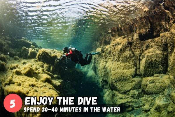 You will spent between 30-40 min enjoying the dive.