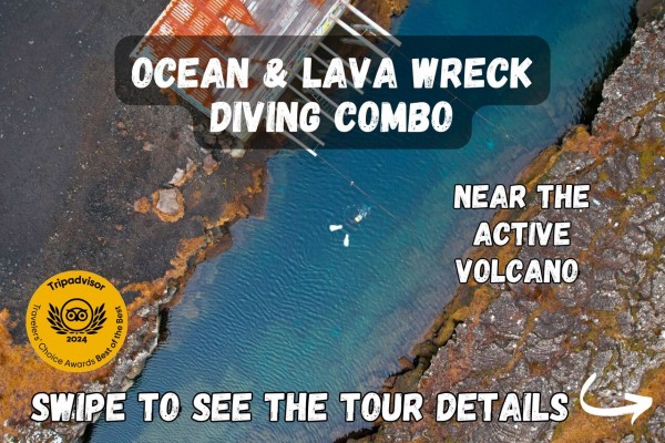 Swipe to see the tour details for the Ocean and Lava Wreck Diving Combo.