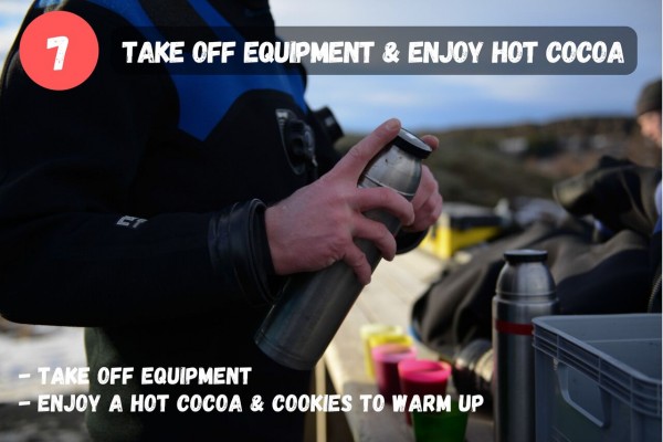 After you take of your equipment, you can enjoy a hot cocoa and cookies to warm up.