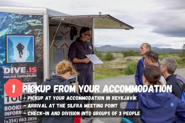 Get picked up from your accommodation in Reykjavik, check in with your guides and get divided up into groups of 3.