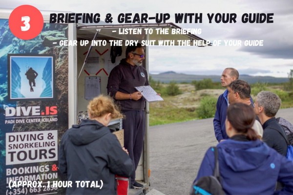 Listen to the briefing and gear-up with your guide.